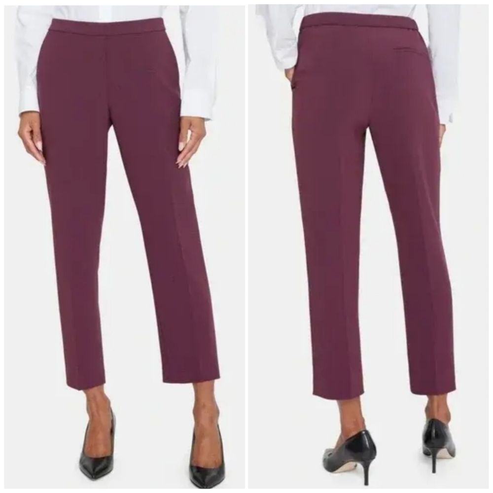 Theory Treeca Pull-On Modern Crepe 2 Cabernet Cropped Trouser Pants 0